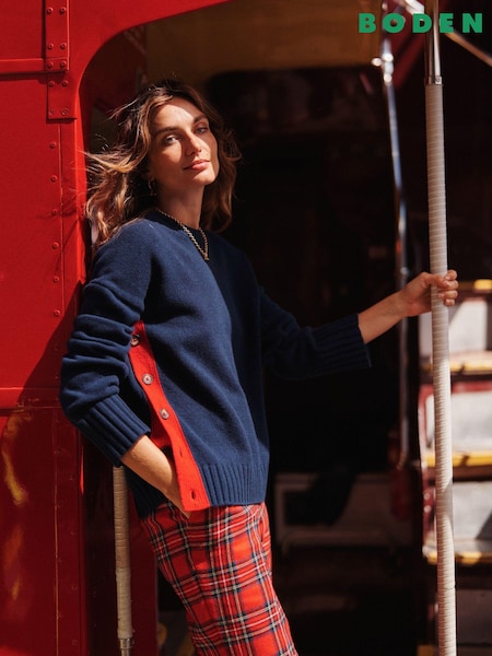 Boden Blue Zia Button Side Jumper (AH4333) | AED247