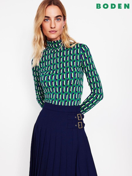 Boden Green Polly Jersey Top (AH4341) | AED154