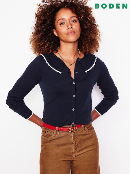 Boden Blue Frill Collared Cardigan (AH4365) | € 59