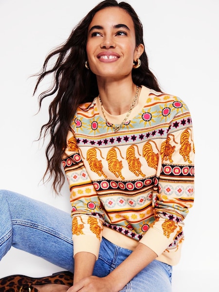 Boden Cream 100% Cotton Hannah Printed Sweatshirt (AH4378) | €72