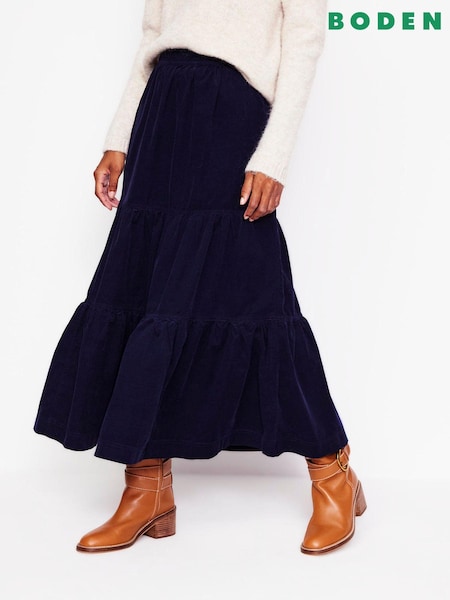 Albastru - Boden 100% Cotton Viv Material reiat Tired Maxi Fuste (AH4385) | 441 LEI