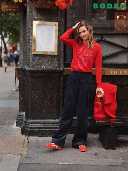 Albastru - Boden 100% Cotton Chiswick Material reiat Pantaloni (AH4396) | 514 LEI