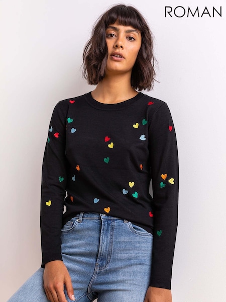 Roman Heart Print Embroidered Jumper (AH4439) | 50 €