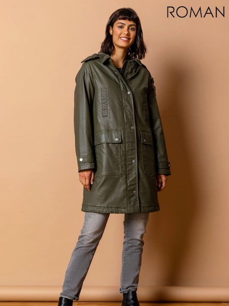 Roman Waterproof Waxed Longline Hooded Coat (AH4455) | €146