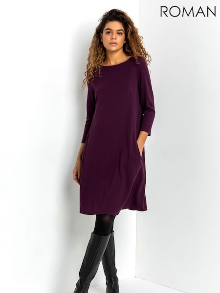 Roman Purple A-Line Pocket Detail Swing Dress (AH4459) | €53