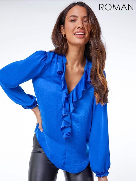 Roman Satin Ruffle Neck Blouse (AH4468) | 59 €