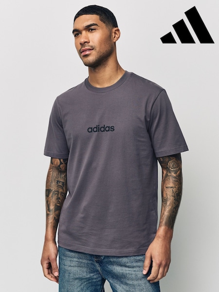 adidas Brown Essentials Linear Single Jersey 100% Cotton T-Shirt (AH4519) | €21