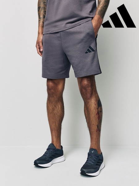 adidas Grey Essential 3-Stripes French Terry Shorts (AH4545) | R$ 245