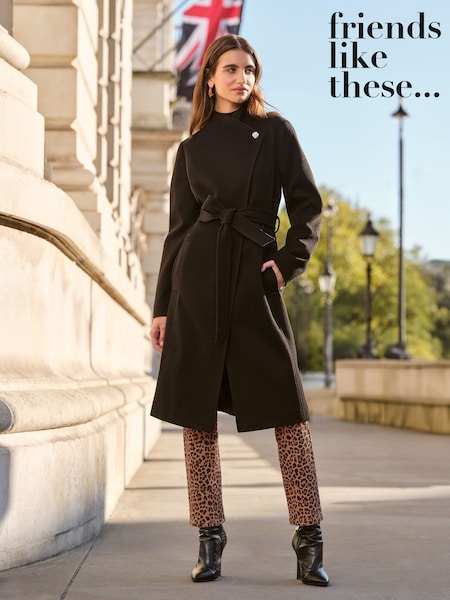 שחור - Friends Like These Funnel Wrap Coat (AH4590) | ‏402‏₪