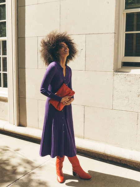 Boden Purple Rachel Knitted Shirt Dress (AH4703) | €89