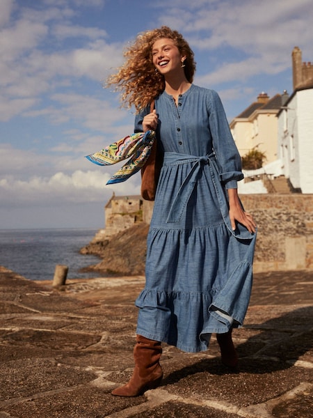 Boden Blue Alba Denim Maxi Dress (AH4733) | AED422