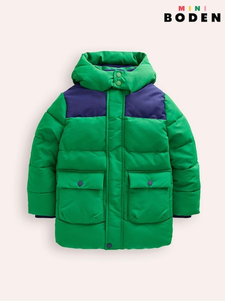 Boden Green Fleece Lined Puffer Coat (AH4744) | €70 - €74