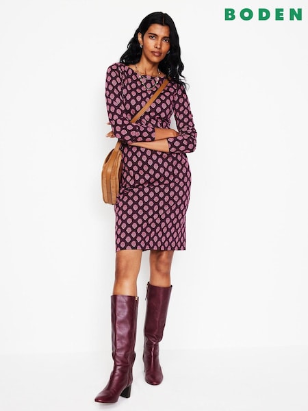 Boden Purple 100% Cotton Florrie Long Sleeve Dress (AH4751) | AZN 175