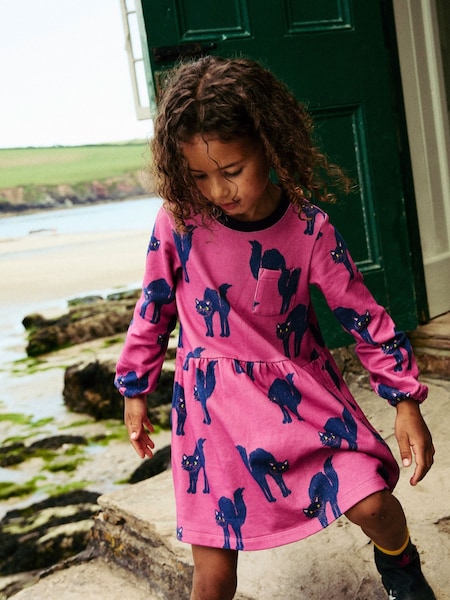 Boden Pink 100% Cotton Loopback Cat Sweatshirt Dress (AH4754) | €17.50 - €20