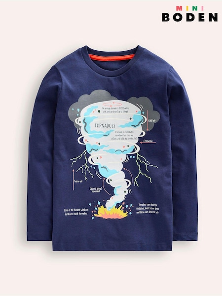 Boden Blue 100% Cotton Glow-In-The-Dark Tornado T-Shirt (AH4779) | €18 - €20