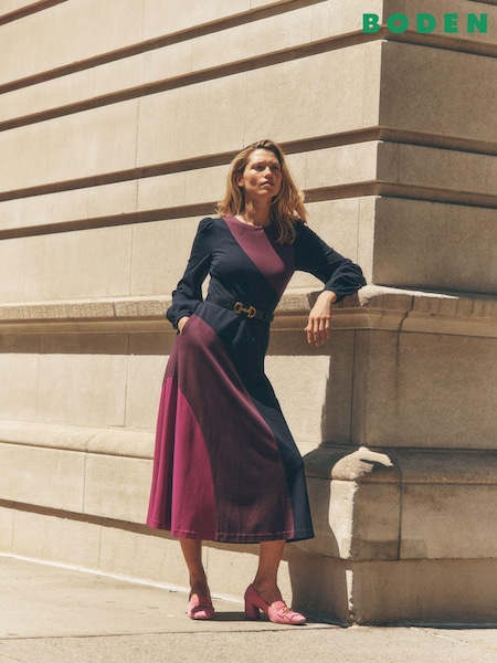 Boden Blue Crew Neck Ponte Dress (AH4783) | 415 QAR