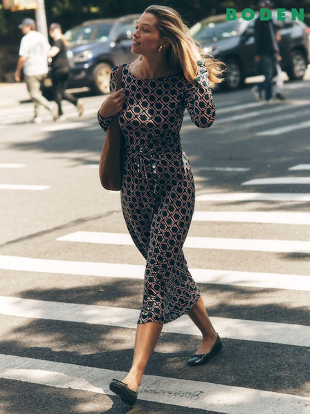 Boden Green Amelie Long Sleeve Midi Dress (AH4790) | €49