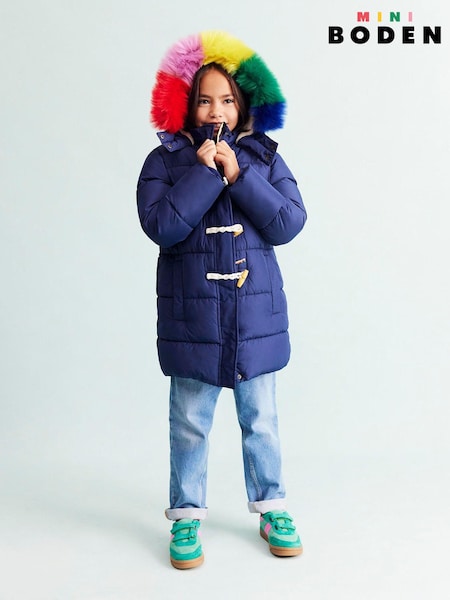 Boden Blue Longline Rainbow Padded Coat (AH4801) | €50 - €53
