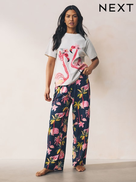 Pink Flamingo Jersey Short Sleeve Pyjamas (AH4812) | 848 UAH