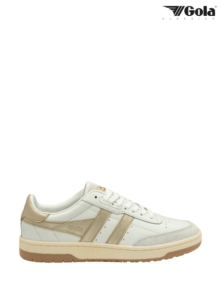 Gola White Ladies Falcon Mirror Leather Lace-Up Trainers (AH4855) | ₪453