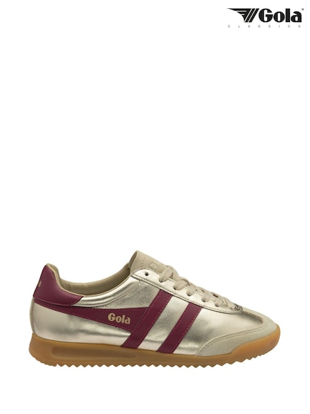 Gola Gold Ladies Torpedo Glimmer Leather Lace-Up Trainers (AH4867) | ₪478