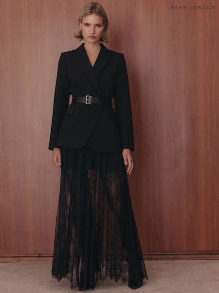 Negru - Rare London Belted Blazer