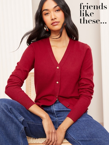 rdeča - Friends Like These V-Neck Cardigan (AH5193) | € 39