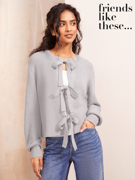 Friends Like These Grey Bow Detail Cardigan (AH5198) | €61