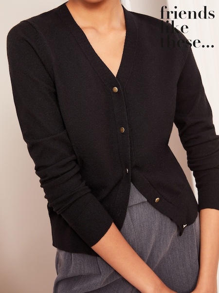 črna - Friends Like These V-Neck Cardigan (AH5199) | € 39