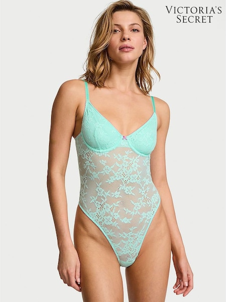 Victoria's Secret Waterfall Green Tease Lace Bodysuit (AH5202) | €52