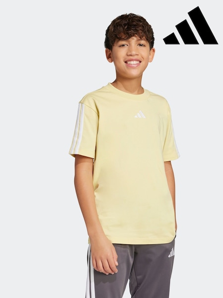 adidas Yellow Essentials 3 Stripes 100% Cotton T-Shirt (AH5216) | €17