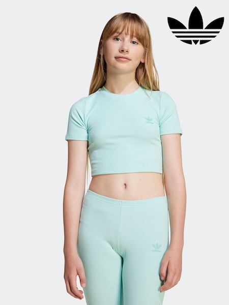 adidas Originals Green Ribbed Crop T-Shirt (AH5231) | AED87