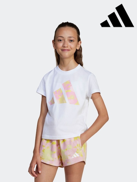 adidas White Essentials Flower 100% Cotton T-Shirt (AH5241) | AED105