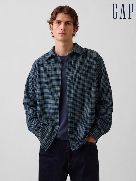 Blue - Regular Gap Relaxed Flannel Shirt