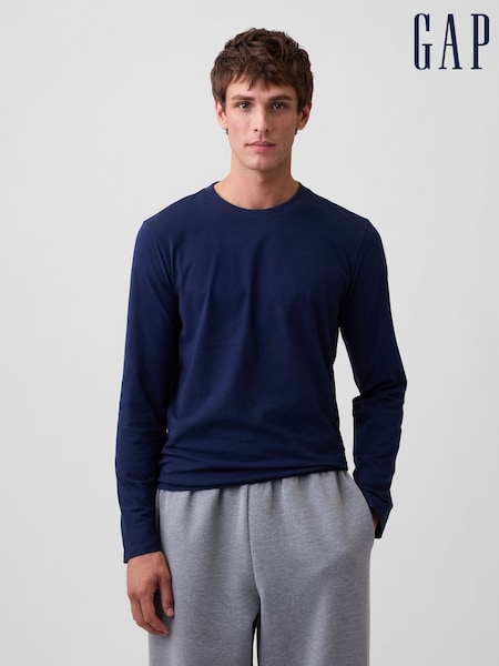 Navy - Regular Gap Everyday Soft Relaxed Long Sleeve T-shirt