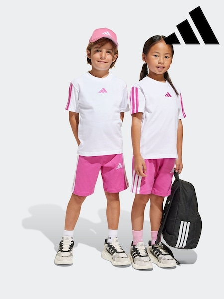 adidas White Essentials 100% Cotton Shorts and T-Shirt Set (AH5293) | ₪126