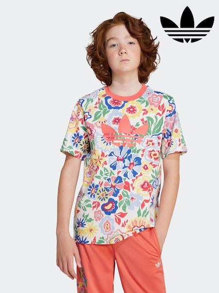 adidas originals White White Floral Liberty London 100% Cotton T-shirt (AH5299) | ₪116