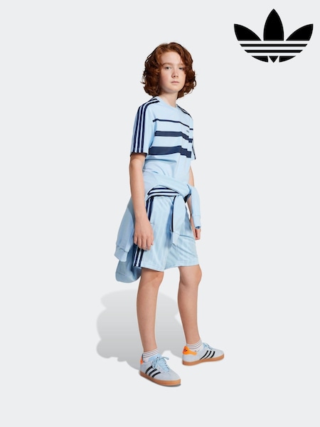 adidas originals Blue Loose Fit Stripe T-Shirt (AH5302) | €24