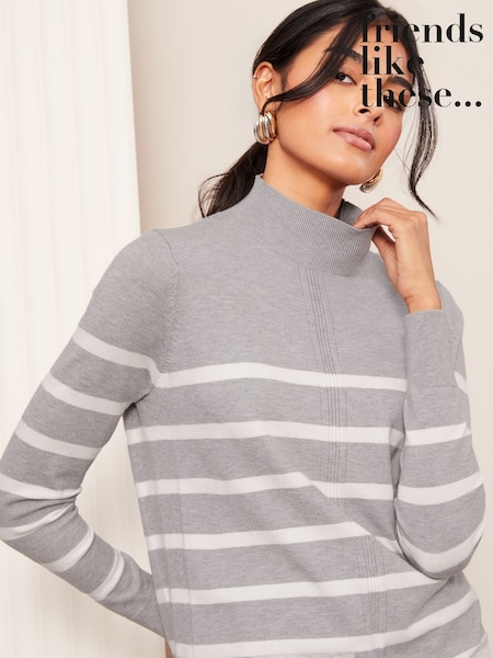 Friends Like These Grey Longline Tunic Jumper (AH5342) | kr371