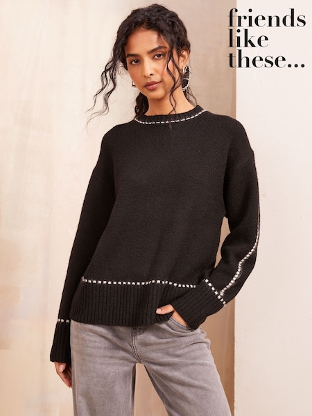 Black - Friends Like These Stitch Detail Jumper (AH5425) | 160 LEI