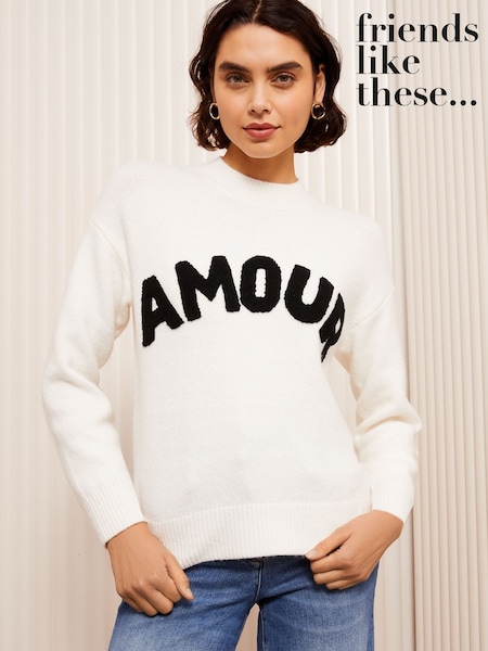 Friends Like These Ivory Slogan Amour Knit Jumper (AH5426) | €12.50