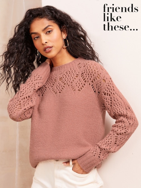 Friends Like These Pink Pointelle Detail Jumper (AH5427) | €55