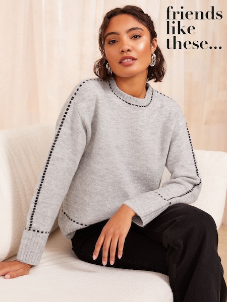 Friends Like These Grey Stitch Detail Jumper (AH5430) | AED105