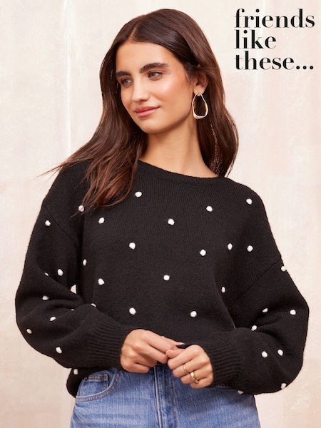 שחור - Friends Like These Bobble Crew Neck Jumper (AH5434) | ‏211‏₪