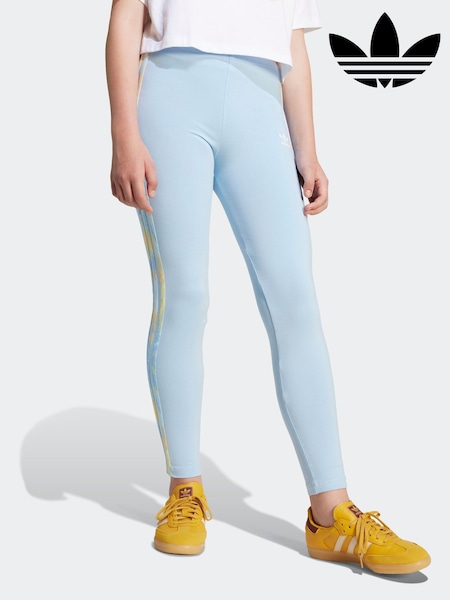 adidas originals Blue Printed 3 Stripe Leggings (AH5446) | AED134