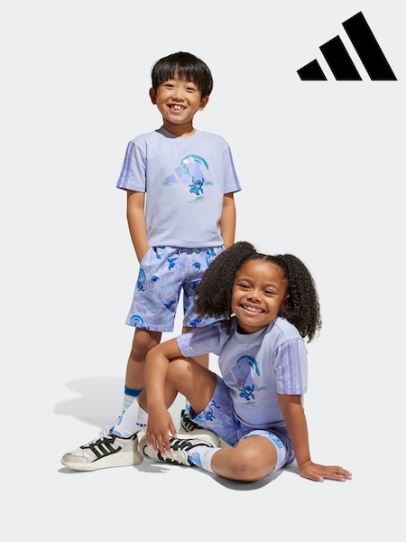 adidas Purple Disney Lilo and Stitch Shorts and T-Shirt Set (AH5449) | R$ 375