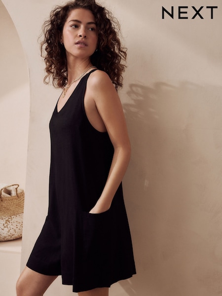 Negro - Linen Blend Playsuit (AH5490) | 40 €