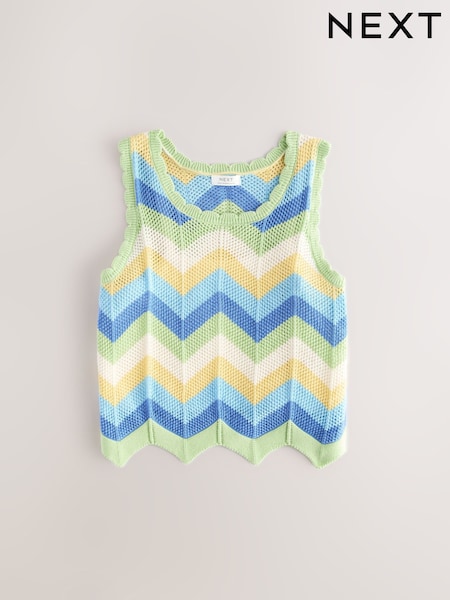 Blue Zigzag Knitted 100% Cotton Vest (3-16yrs) (AH5491) | €23 - €30