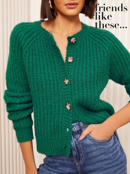 zelena - Friends Like These Crew Neck Cable Cardigan (AH5515) | € 47