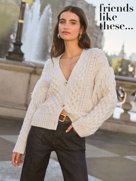 Friends Like These Fringe Sleeve Cable Cardigan (AH5518) | € 61